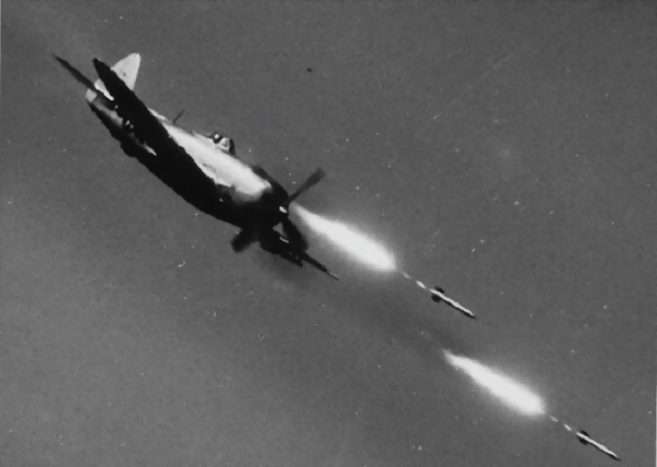 P-47 Thunderbolt firing rockets
